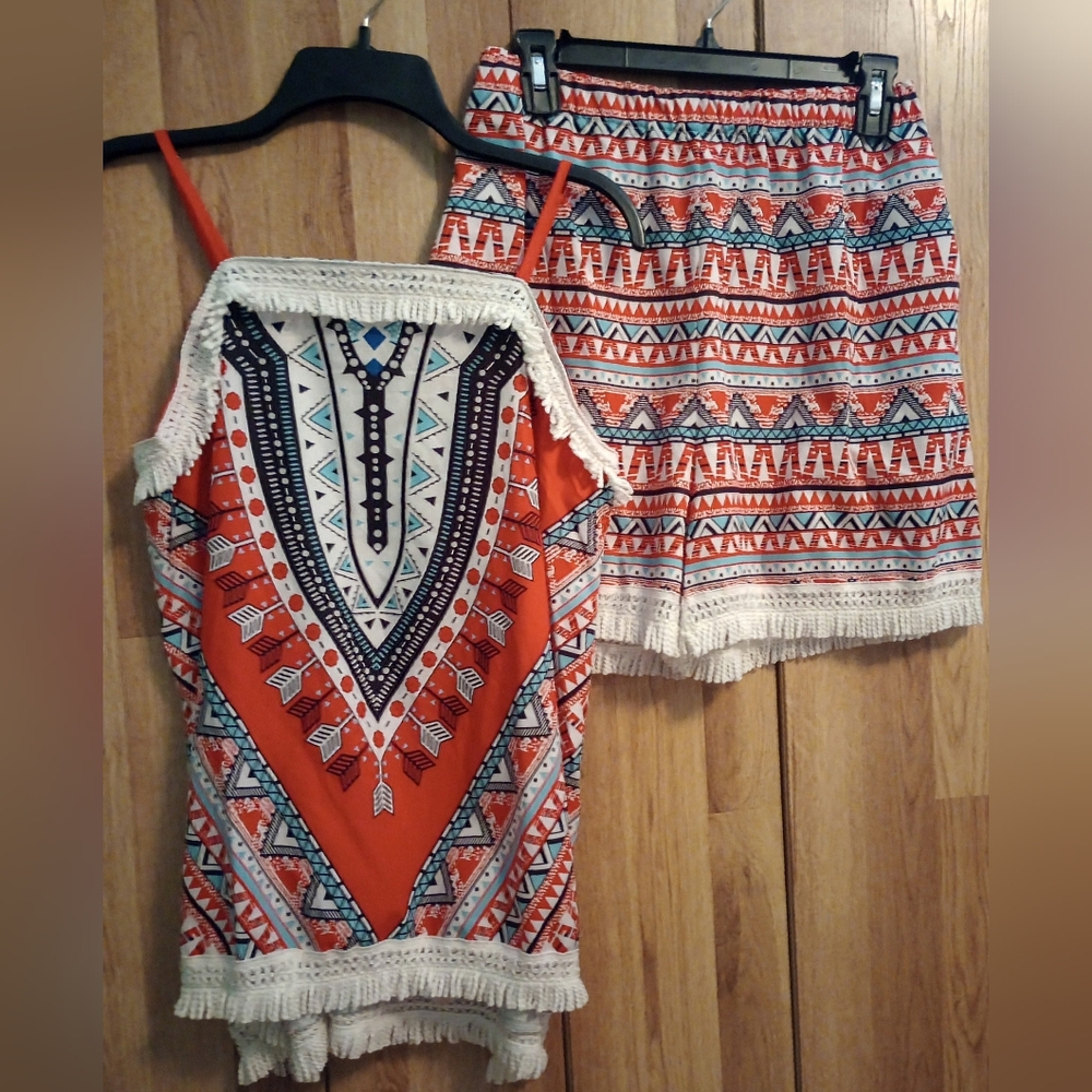 Tribal Print Tank and Shorts Set XL